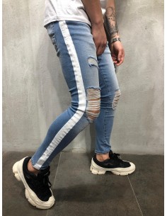 JEANS ALBASTRU DESTROYED CU... 2