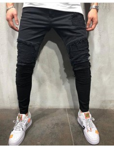 JEANS NEGRU STIL BIKER