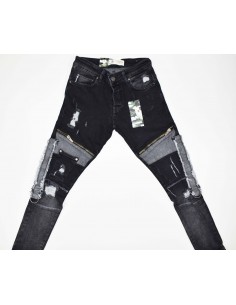 JEANS STIL BIKER, CU FERMOARE